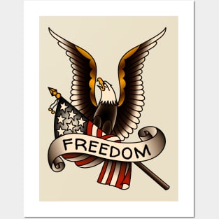 OldSalt American Traditional Freedom Eagle with Flag Posters and Art